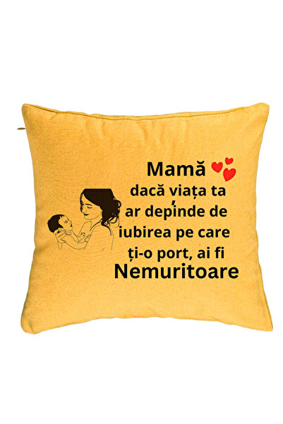 BEKZ Perna Decorativa, Model pentru Mama 9, 40x40 cm, Galben, Husa Detasabila...