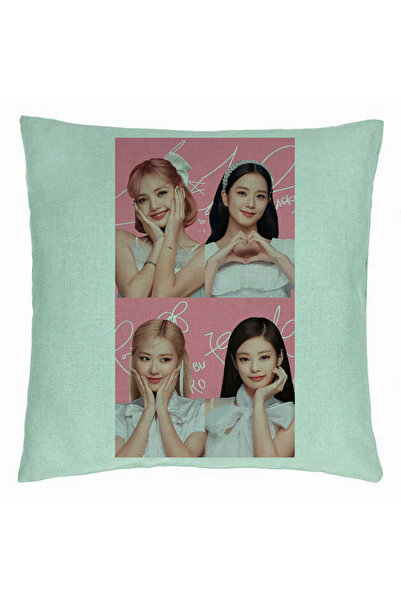 BEKZ Perna Decorativa BlackPink, Model 15, 40x40 cm, Verde Menta, Husa Detasabila, Burduf