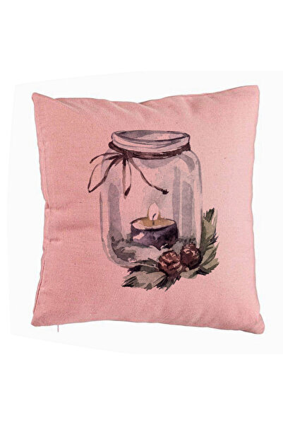 BEKZ Perna Decorativa cu tematica de Craciun, 13, 40x40 cm, Roz, Husa Detasab...