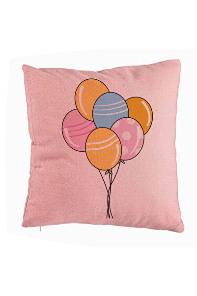 BEKZ Perna Decorativa, Model Baloane Multicolor, 40x40 cm, Roz, Husa Detasabila, Burduf