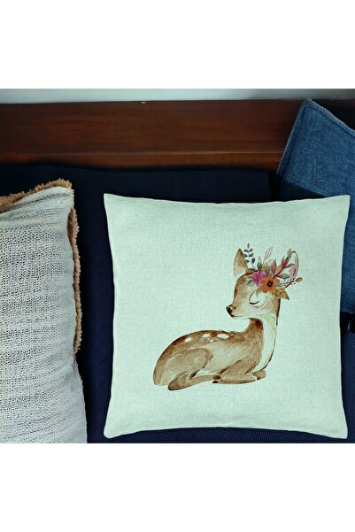 BEKZ Perna Decorativa, Model Pui de Caprioara, 40x40 cm, Verde Menta, Husa De...