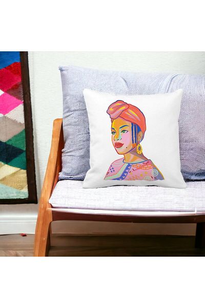 BEKZ Square African Style Pillowcase, 40x40 Cm, White, Matte