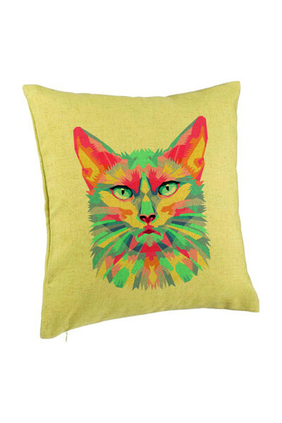 BEKZ Față de pernă, model contrastant cu pisici, 40x40 cm, verde