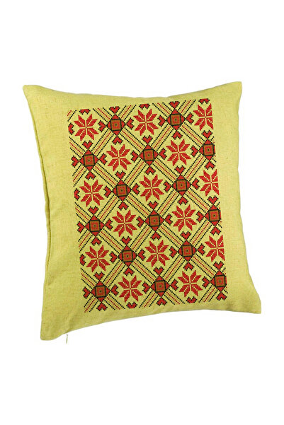BEKZ Perna Decorativa, Model cu Motive Romanesti 2, 40x40 cm, Verde, Husa Det...