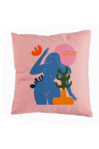 BEKZ Față de pernă, model Abstracta 4, 40x40 cm, roz