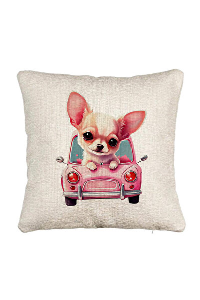 BEKZ Perna Decorativa Canapea, Model Chihuahua Love, 40x40 cm, Cu fermoar