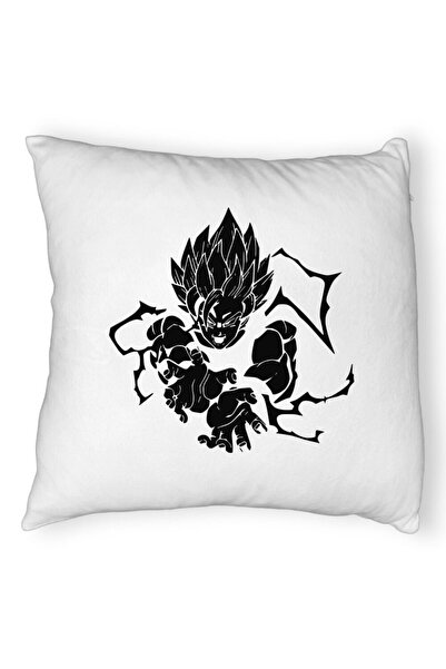 BEKZ Μαξιλαροθήκη Fluffy με Dragonball Goku Μαύρη, 40x40 εκ., Λευκή