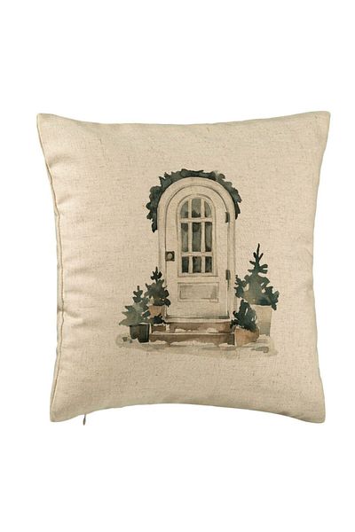 BEKZ Perna Decorativa cu tematica de Craciun, 8, 40x40 cm, Bej, Husa Detasabila, Burduf