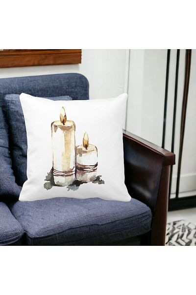 BEKZ Christmas Themed Pillowcase, Candles 1, 40x40 Cm, White, Matte