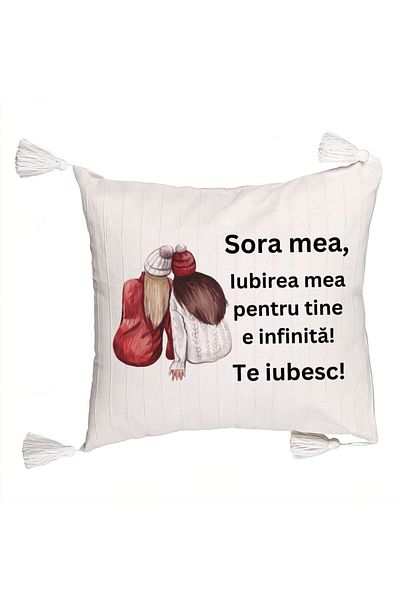 BEKZ Fringed Pillowcase My Sister 1, 45x45 cm, With zipper