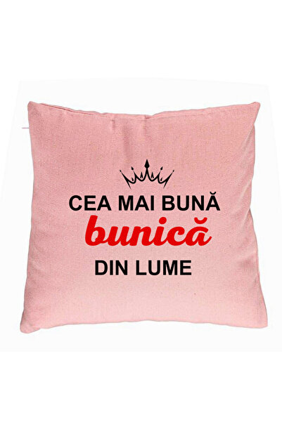 BEKZ Perna Decorativa pentru Bunica 9, 40x40 cm, Roz, Husa Detasabila, Burduf
