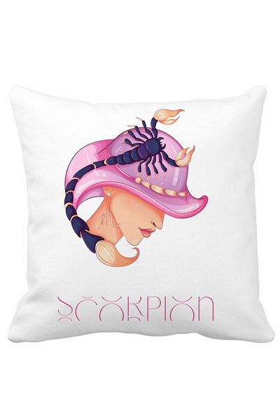 BEKZ Pillowcase, Scorpio Zodiac Sign, 40x40 Cm, White, Matte