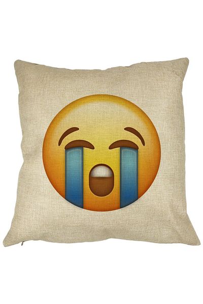 BEKZ Perna Decorativa Patrata Emoji Cry, 40x40 cm, Husa Detasabila, Burduf