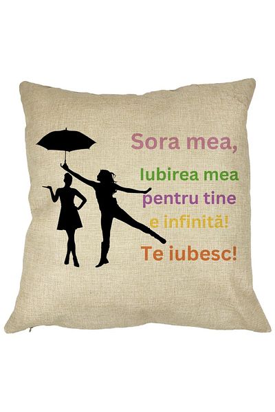 BEKZ Perna Decorativa Sora mea 3, 40x40 cm, Husa Detasabila, Burduf