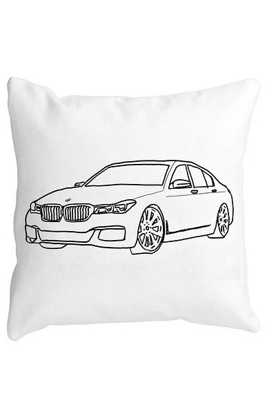 BEKZ Perna Decorativa Patrata BMW Lover, 40x40 cm, Alba, Mata, Husa Detasabila, Burduf