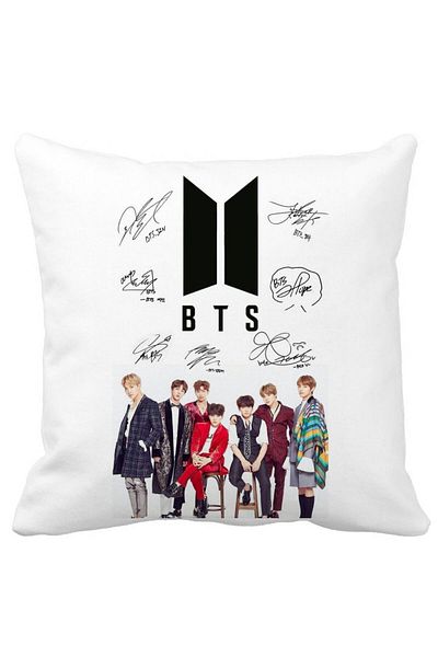 BEKZ BTS Square Decorative Pillow, 40x40 cm, White, Matte, Removable Cover, Bellows