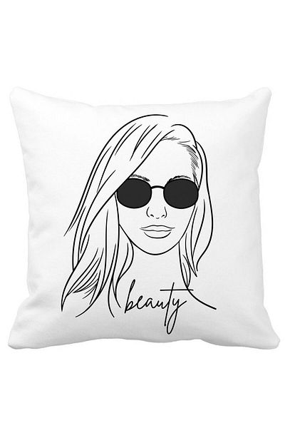 BEKZ Decorative Pillow, Beauty life, 40x40 cm, White, Matte, Removable Cover, Bellows