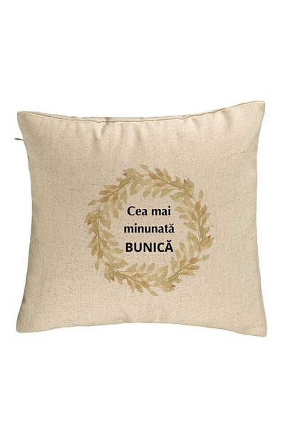 BEKZ Perna Decorativa pentru Bunica 5, 40x40 cm, Bej, Husa Detasabila, Burduf