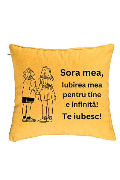 BEKZ Perna Decorativa Sora mea 18, 40x40 cm, Galben, Husa Detasabila, Burduf