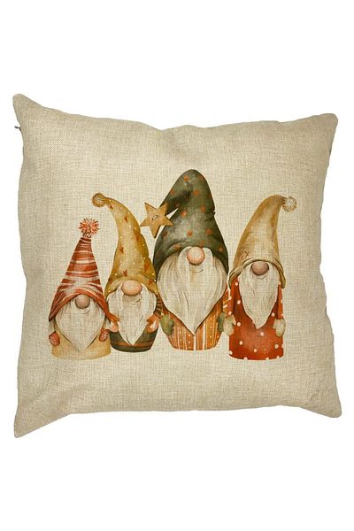 BEKZ Perna Decorativa cu tematica de Craciun, Gnomi, 40x40 cm, Husa Detasabila, Burduf