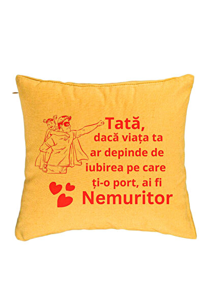 BEKZ Perna Decorativa, Model pentru Tata 11, 40x40 cm, Galben, Husa Detasabil...