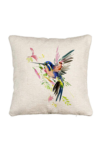 BEKZ Fata de perna Canapea, Model Watercolor Birds, 40x40 cm, Cu fermoar