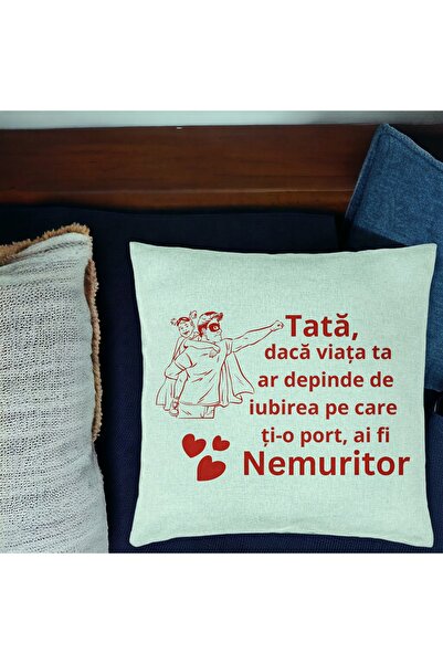 BEKZ Perna Decorativa, Model pentru Tata 11, 40x40 cm, Verde Menta, Husa Deta...