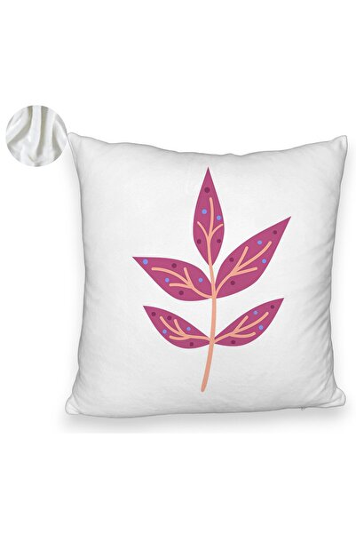 BEKZ Perna Decorativa Fluffy, Model Florale Yuko, 40x40 cm, Alba, Husa Detasa...