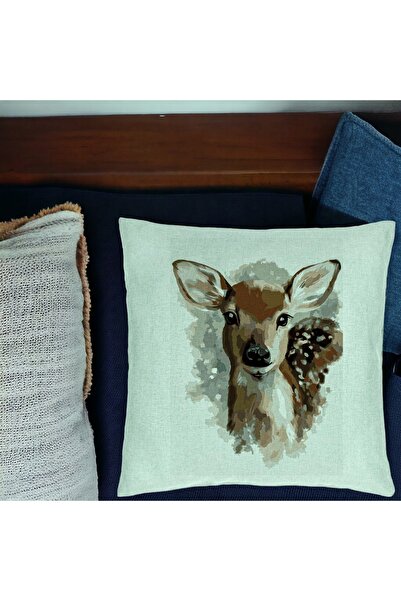 BEKZ Perna Decorativa, Model Caprioara, 40x40 cm, Verde Menta, Husa Detasabil...