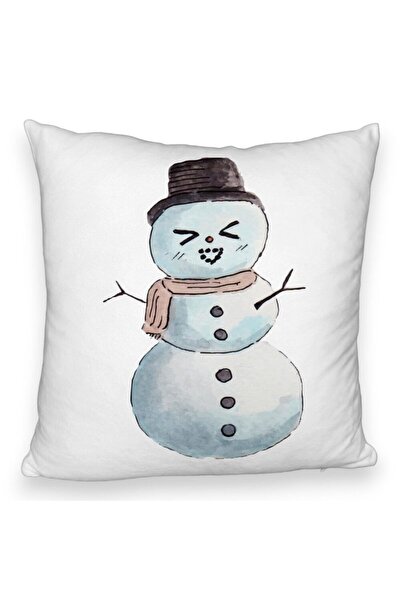 BEKZ Față de pernă pufoasă de Crăciun cu om de zăpadă, 3, 40x40 cm, albă