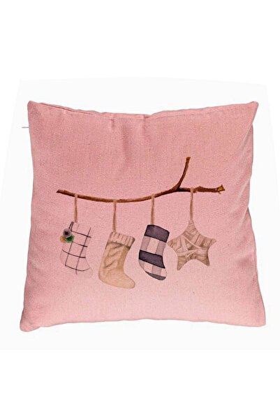 BEKZ Perna Decorativa cu tematica de Craciun, 10, 40x40 cm, Roz, Husa Detasab...