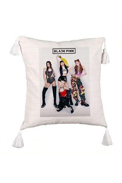 BEKZ BlackPink Fringed Pillowcase, Model 2, 45x45 cm, Ecru, With zipper