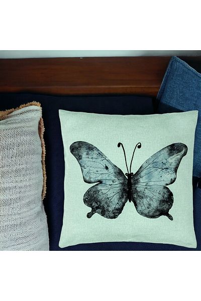 BEKZ Pillowcase, Butterfly Pattern 1, Blue And Black 40x40 Cm, Mint Green, Bellows