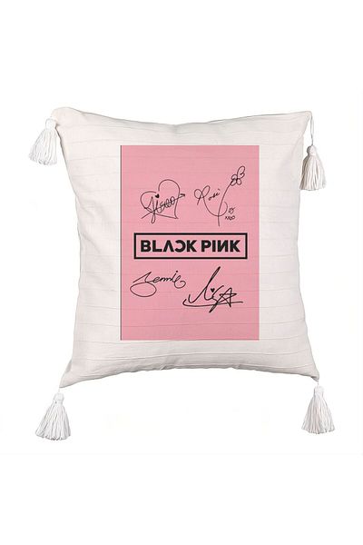 BEKZ BlackPink Decorative Pillow with Fringes, Model 13, 45×45 cm, With zipper