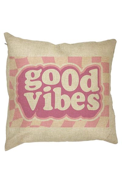 BEKZ Fata De Perna Patrata Good Vibes, 40x40 Cm, Husa Detasabila