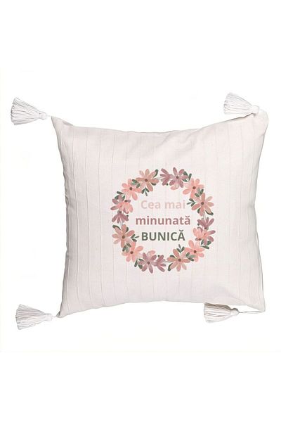 BEKZ Decorative Pillow with Fringes for Grandma 7, 45x45 cm, With zipper