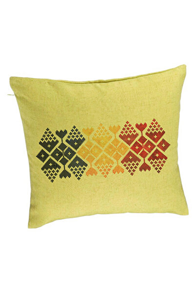 BEKZ Perna Decorativa, Model cu Motive Locale, 40x40 cm, Verde, Husa Detasabi...