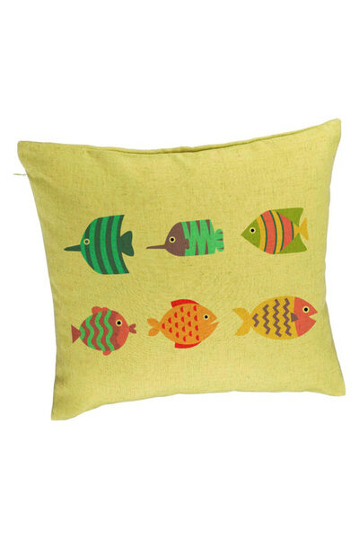 BEKZ Μαξιλαροθήκη, Πολύχρωμο Σχέδιο με Ψάρια, 40x40 Εκ., Πράσινο