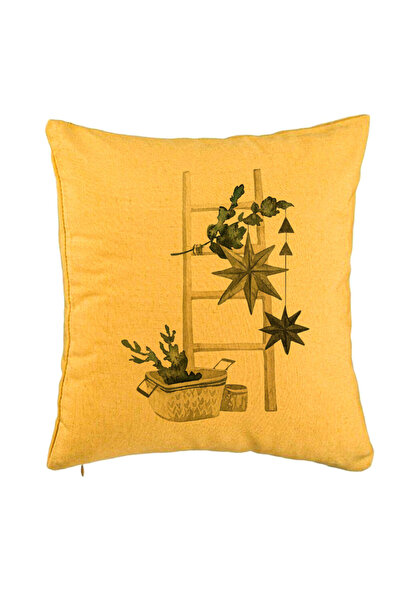 BEKZ Perna Decorativa cu tematica de Craciun, 12, 40x40 cm, Galben, Husa Deta...