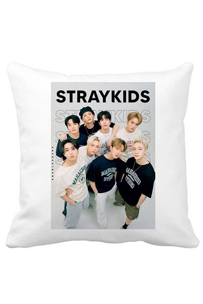 BEKZ Decorative Pillow, Stray Kids 4, 40×40 cm, White, Matte, Removable Cover, Bellows