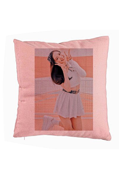 BEKZ Perna Decorativa BlackPink Jisoo 2, 40x40 cm, Roz, Husa Detasabila, Burduf