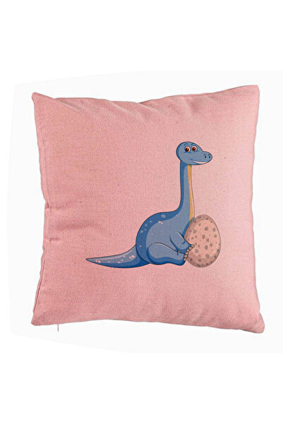 BEKZ Perna Decorativa, Model copii, Dinozaur cu oua, 40x40 cm, Roz, Husa Deta...