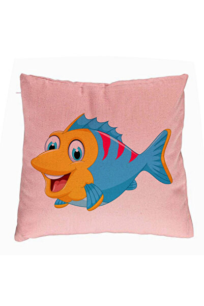BEKZ Διακοσμητικό μαξιλάρι, παιδικό σχέδιο ψαριού Rozstru, 40x40 εκ., ροζ, αφ...