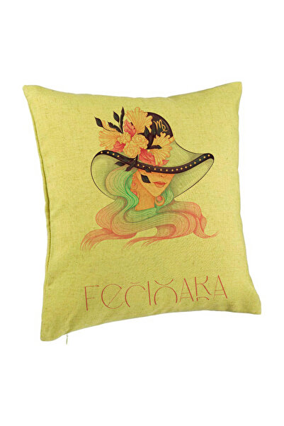 BEKZ Față de pernă, model cu semnul zodiacal Fecioară, 40x40 cm, verde