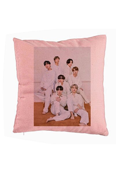BEKZ Perna Decorativa BTS Army 8, 40x40 cm, Roz, Husa Detasabila, Burduf