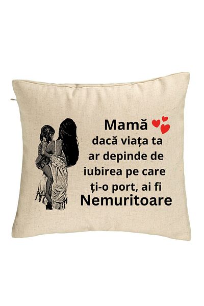 BEKZ Perna Decorativa, Model pentru Mama 1, 40x40 cm, Bej, Husa Detasabila, Burduf