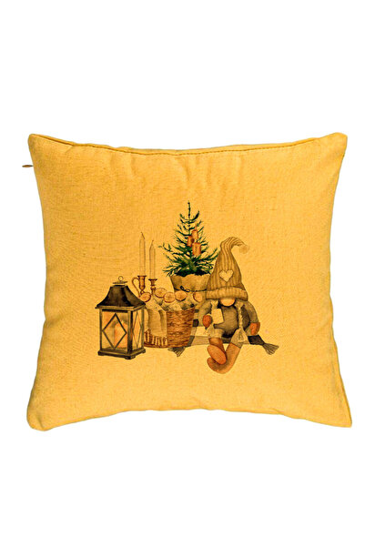BEKZ Perna Decorativa cu tematica de Craciun, 19, 40x40 cm, Galben, Husa Deta...