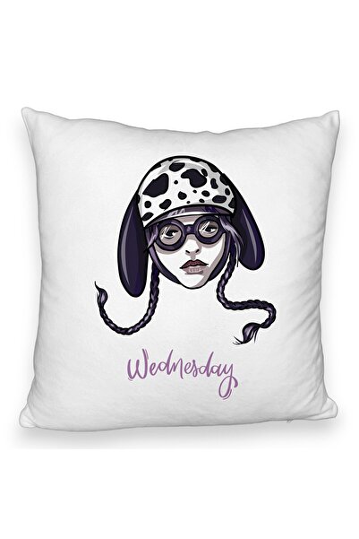 BEKZ Perna Decorativa Fluffy, Model Wednesday Addams 1, 40x40 cm, Alba, Husa ...