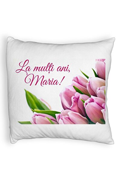 BEKZ Perna Decorativa Fluffy, Model La multi ani Maria, 40x40 cm, Alba, Husa ...