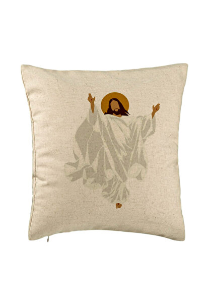 BEKZ Christmas Themed Decorative Pillow, Jesus Christ, 40x40 cm, Beige, Remov...